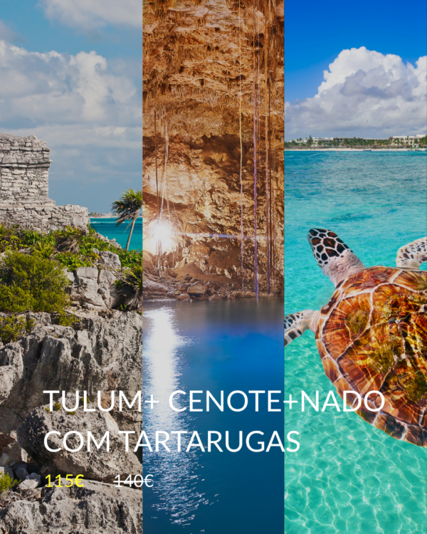 excursão ruinas de tulum+cenote+nado com tartarugas, excusão em espanhol, não inclui imposto de tulum 515 mxn