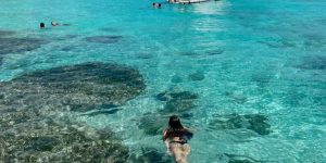Pessoa fazendo snorkel em Isla Mujeres México no Caribe